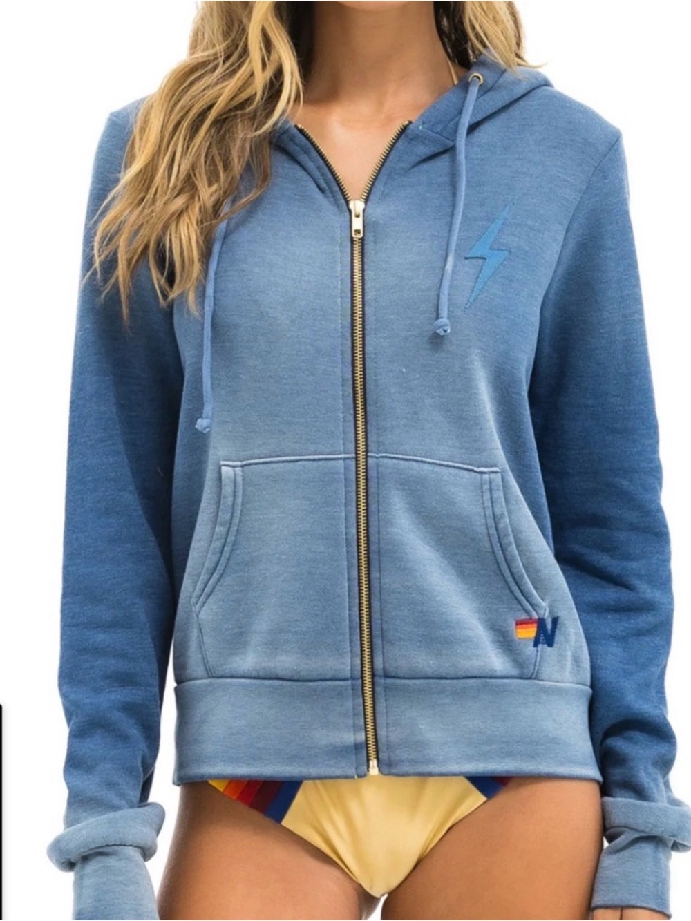 Aviator Nation Faded Water Bolt Zip-Up Hoodie Sweatshirt Size M
